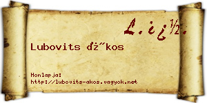 Lubovits Ákos névjegykártya