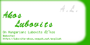 akos lubovits business card